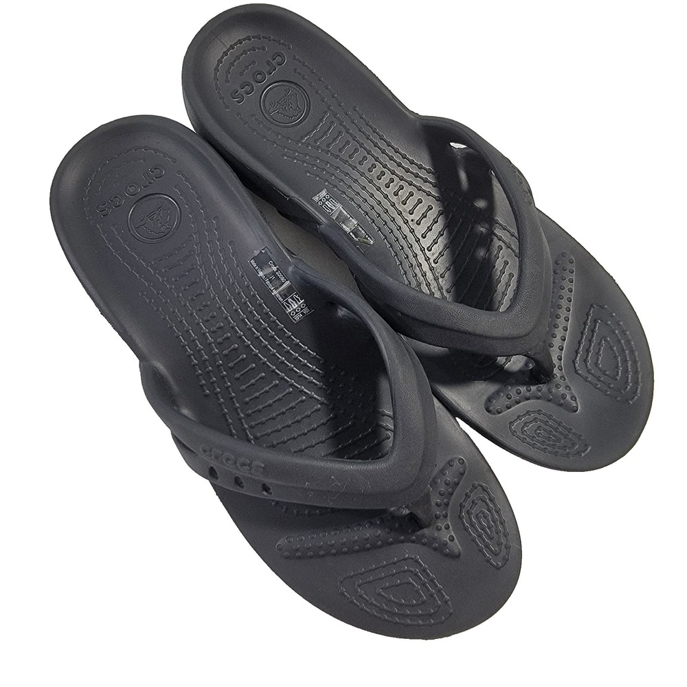 Crocs Kadee Sandals Slides Junior 1 Black Thong Slip On Waterproof Flip Flops